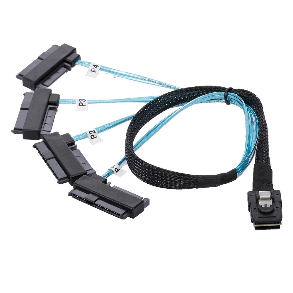 Internal 36 Pin SFF-8087 Host to 4 SFF-8482 Target SAS and SATA Power Cable 50cm