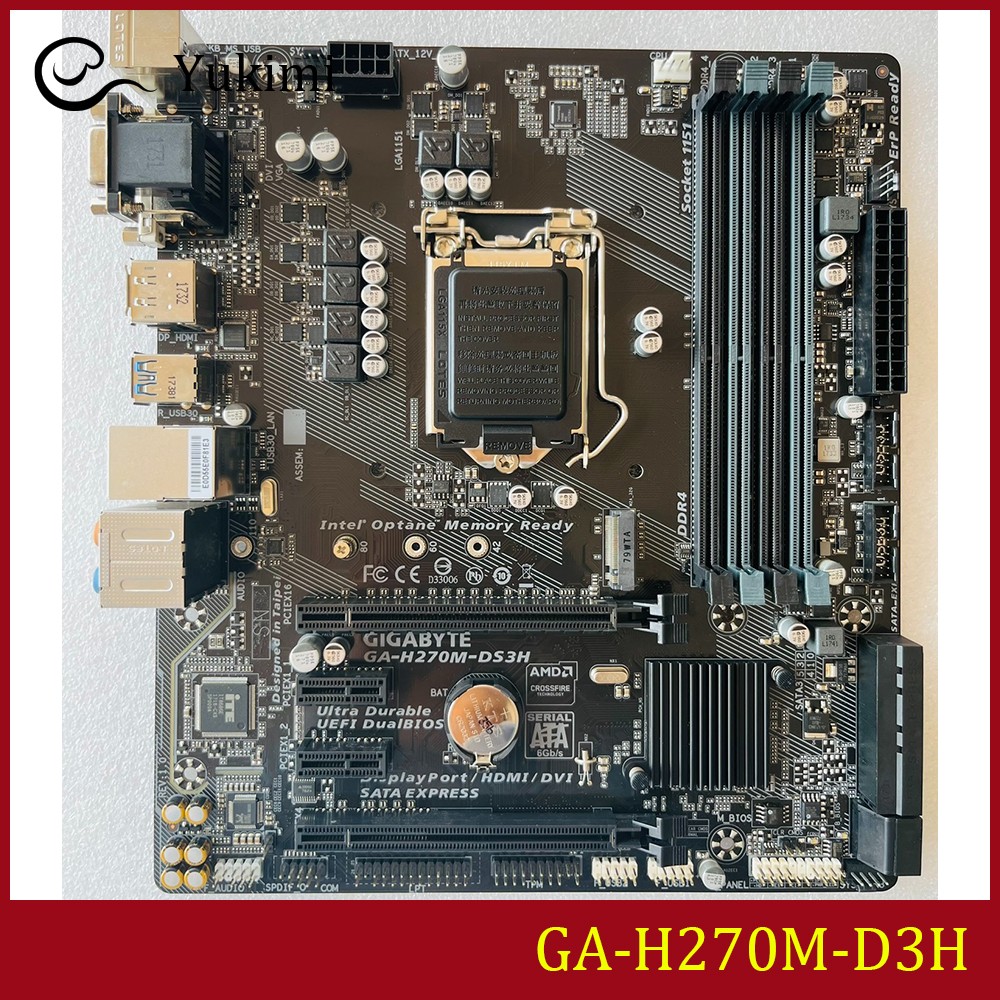 FOR GIGABYTE GA-H270M-D3H DDR4*4 64GB HDMI DVI-D VGA Micro ATX Ｍotherboard Test
