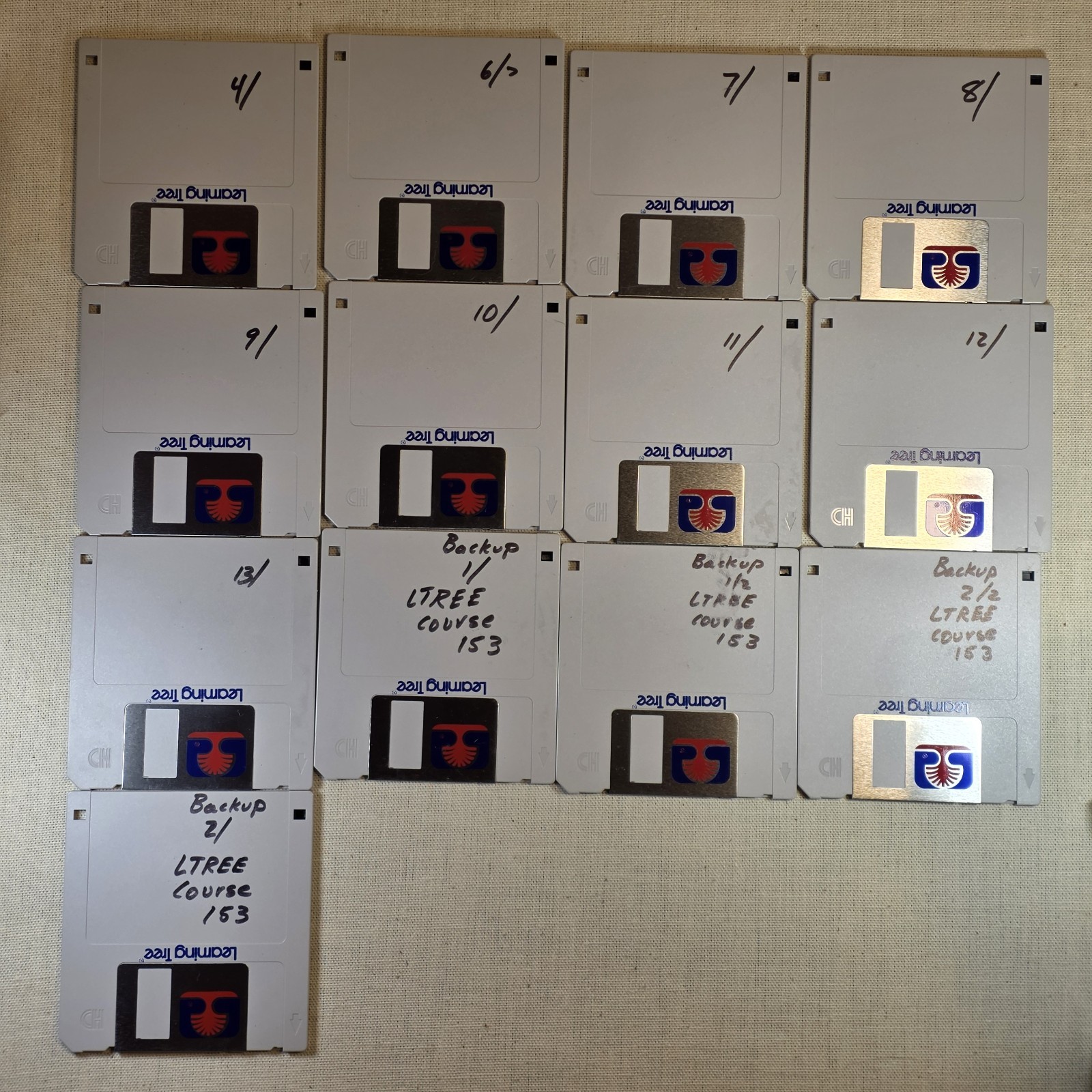Vintage 3.5" Floppy Disks Lot of 13 Handwritten Backup Course Data #022