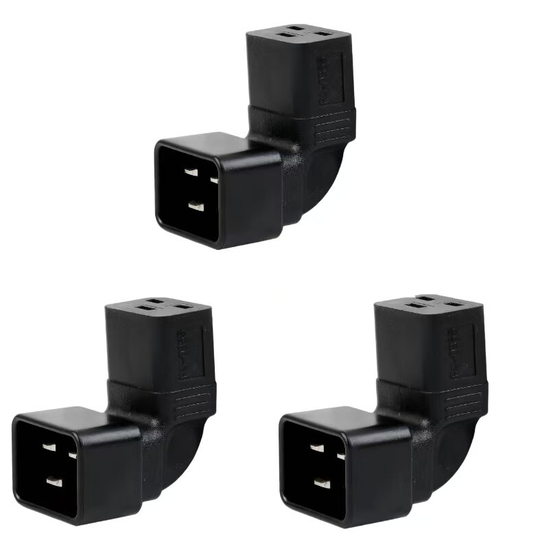 (3PACK) IEC 320 C20 to C19 elbow power adapter,C19 to C20 upbend power adapter