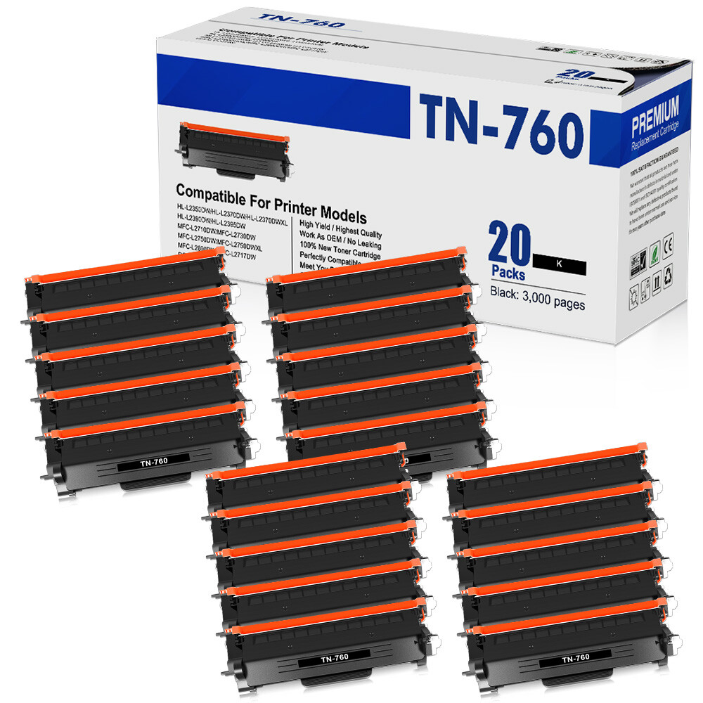 20PK Compatible for Brother TN760 Toner MFC-L2710dw HL-L2370DW MFC-L2750DW TN730