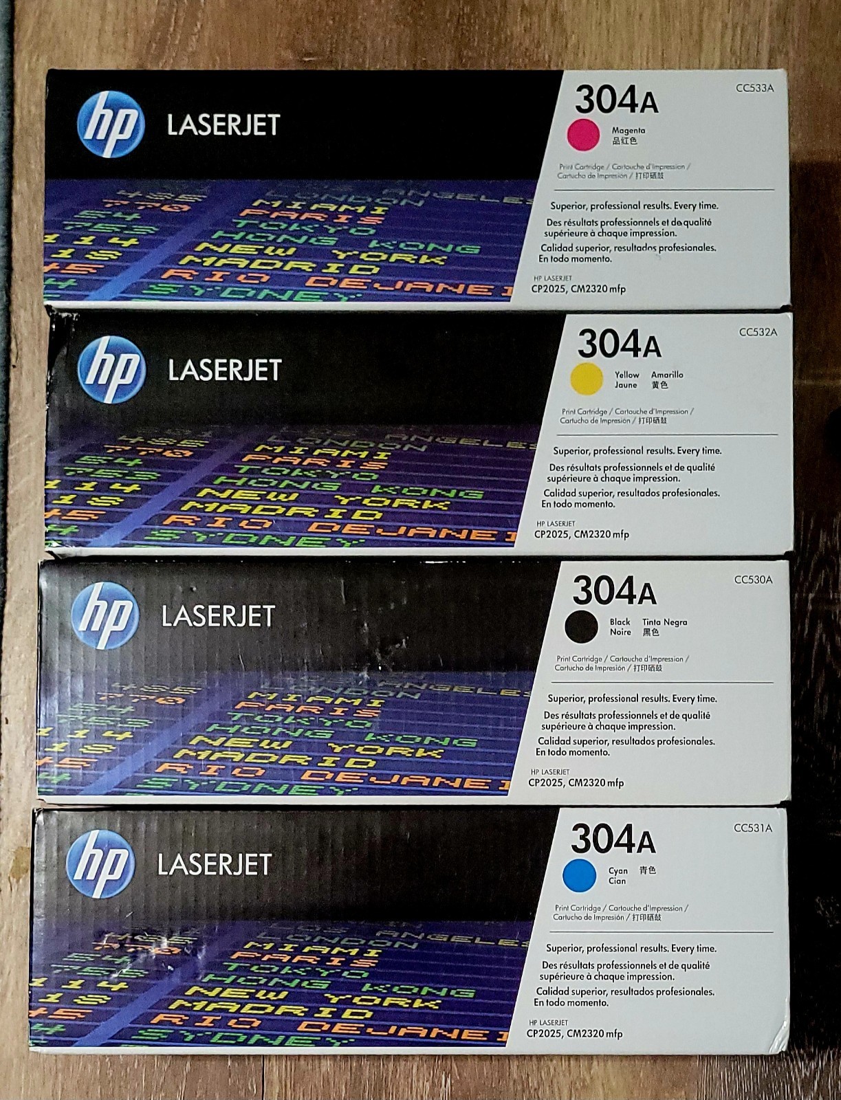 Lot 4 HP Laserjet 304A Print Cartridge Black, Cyan Magenta Yellow NIB Sealed NOS