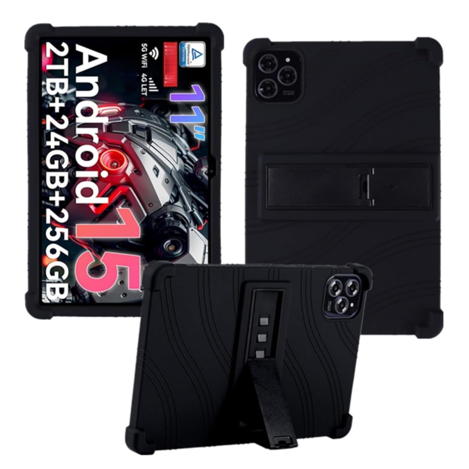 HminSen Case for TABWEE T50/T90/W90 Tablet 11 Inch, Kids Friendly Soft Black