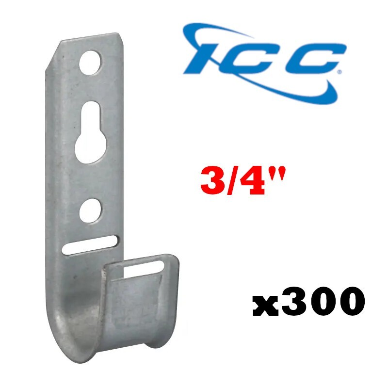 ICC 300 Pack 3/4" J-Hook Wall Ceiling Mount Route Network Cable Wires ICCMSJHK22