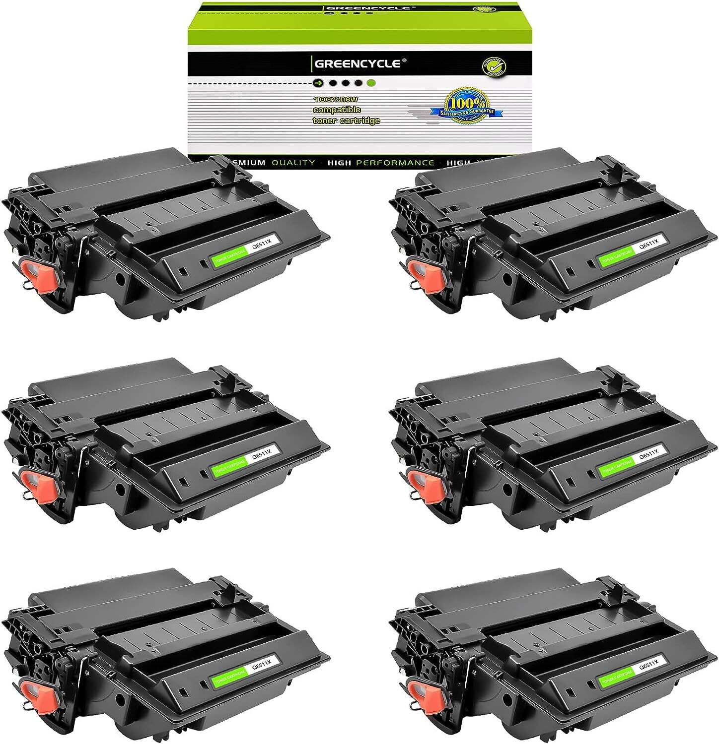 6PK Greencycle Compatible Toner fit for HP 11X Q6511X use in LaserJet 2400/2410