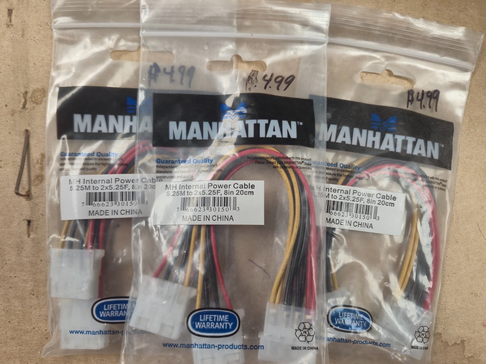 MANHATTAN 8-Inch Internal Power Cable Computer lot of 3