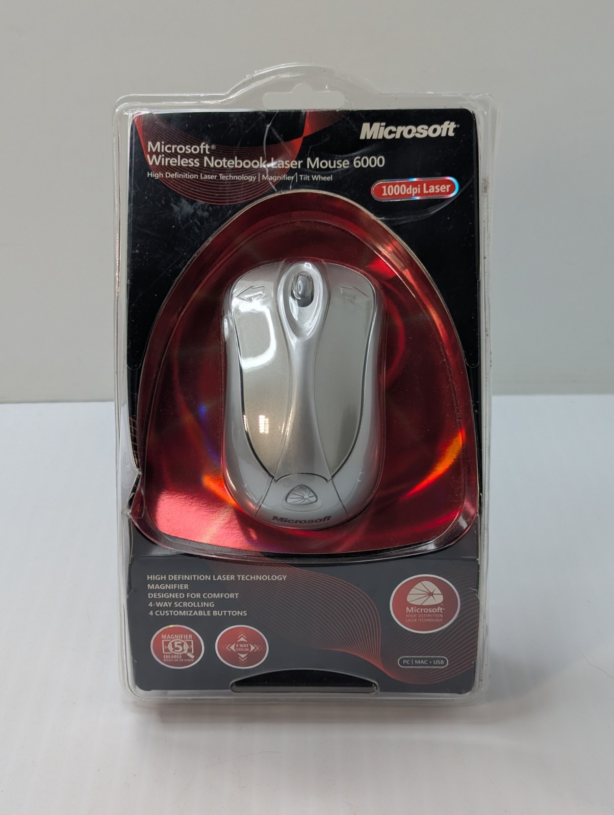 Microsoft Wireless Notebook Laser Mouse 6000 Model 1054, 1051 (B5W-00006) *READ*