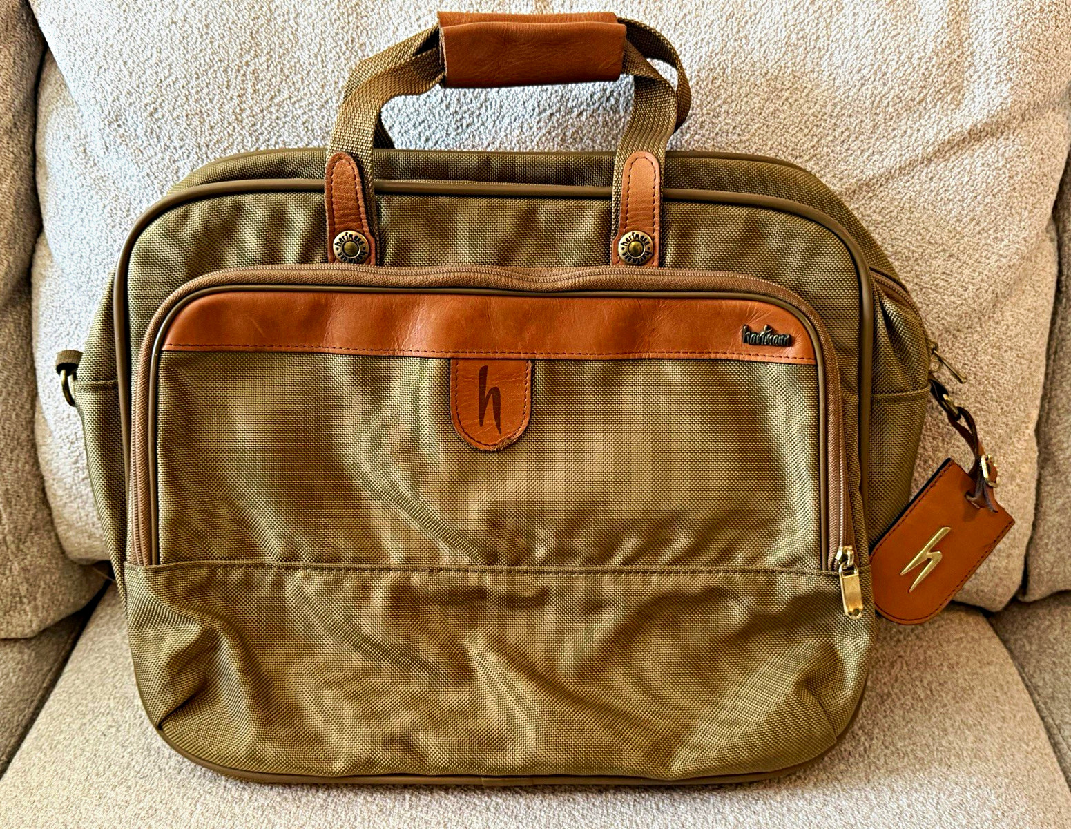 Hartmann 15in Laptop Briefcase Nylon Brown/Tan Padded Multi-Compartment