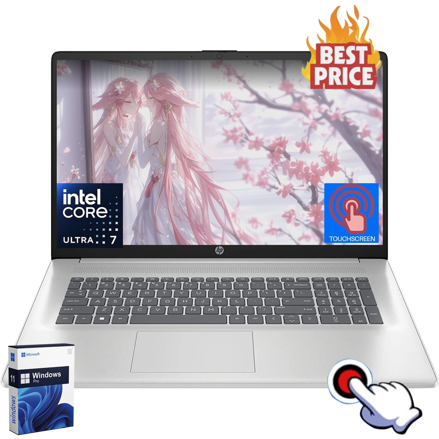 HP 17 17.3"Touch Laptop,Intel 12Core Ultra 7 255U Up To 64GB RAM 4TB SSD+W11Pro