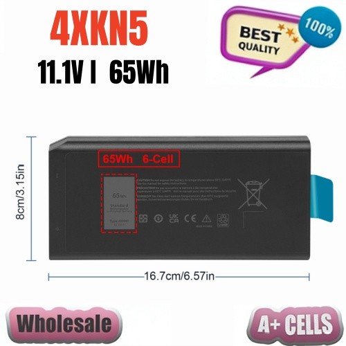 4XKN5 XRJDF Battery for Dell Latitude 5404 7404 5414 Rugged Extreme 65wh