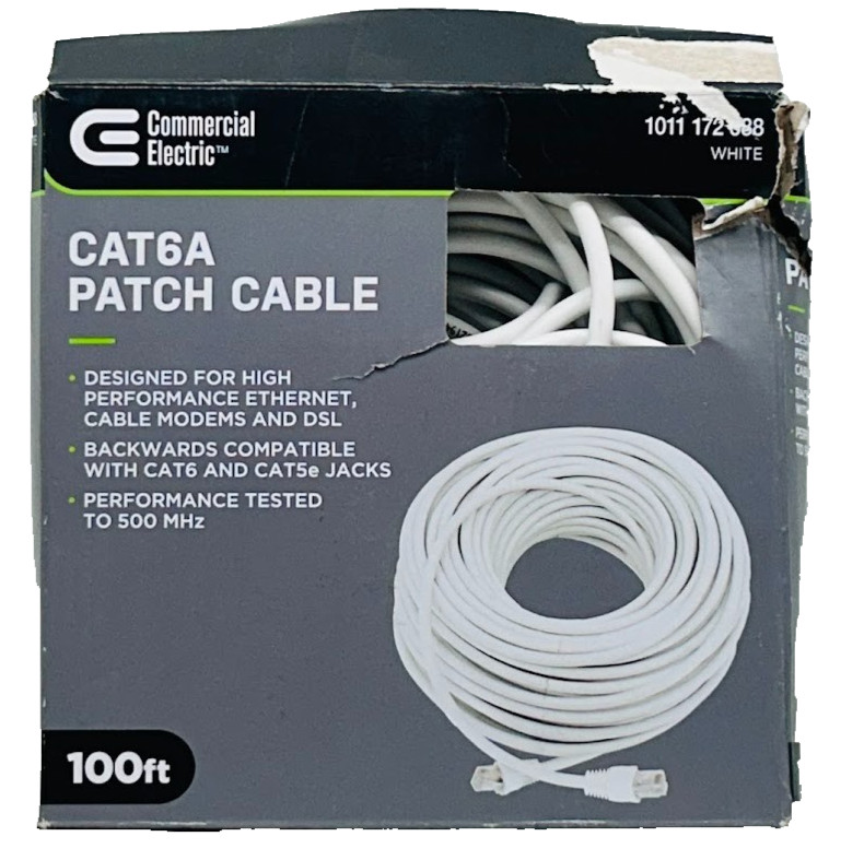Commercial Electric CE 100 ft. Cat 6A UTP Patch Cable White