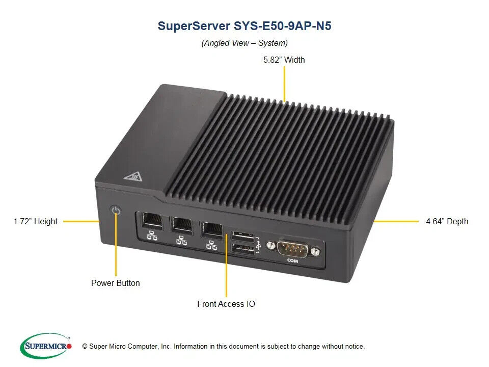 ✅*Authorized Partner*Supermicro SuperServer SYS-E50-9AP-N5 W/(A2SAP-H)