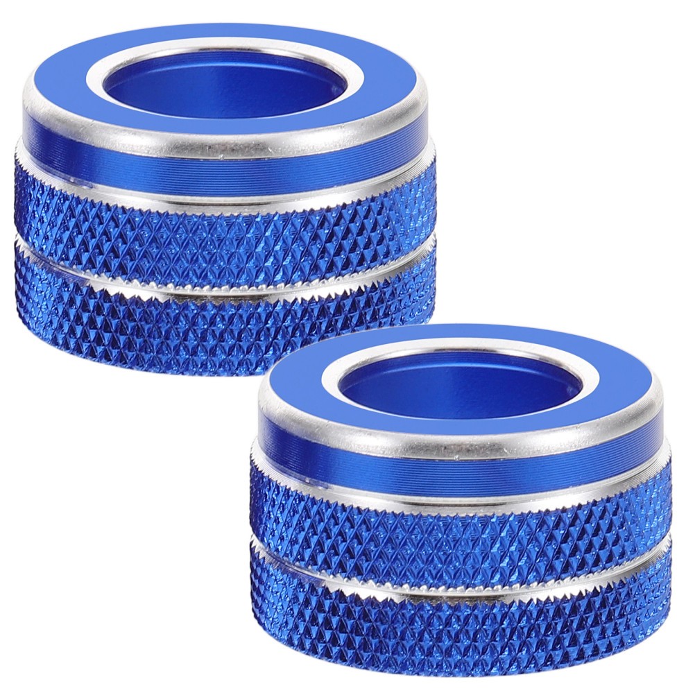 2Pcs Car Air Conditioner Control Knob Rings Blue Aluminum Durable Covers