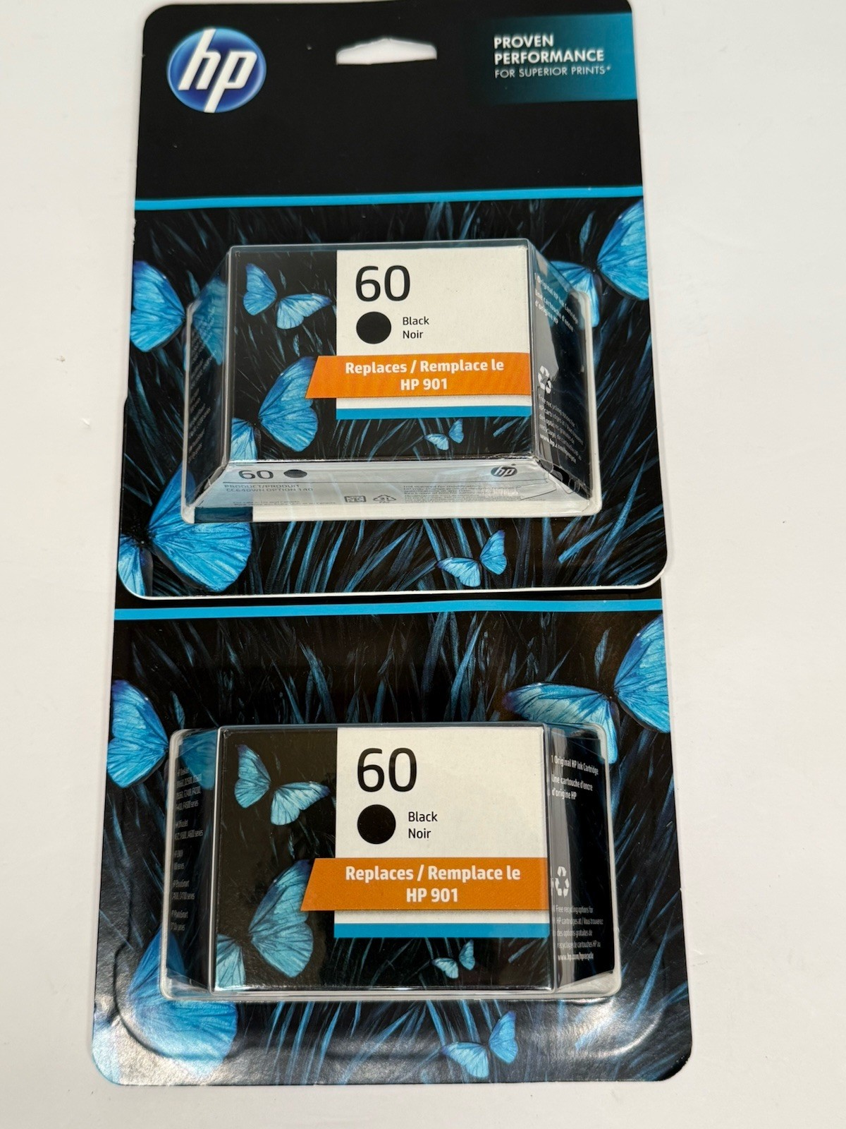 New Pack of 2 HP 60 Black Ink Cartridge - CC640WL Exp 06/2026