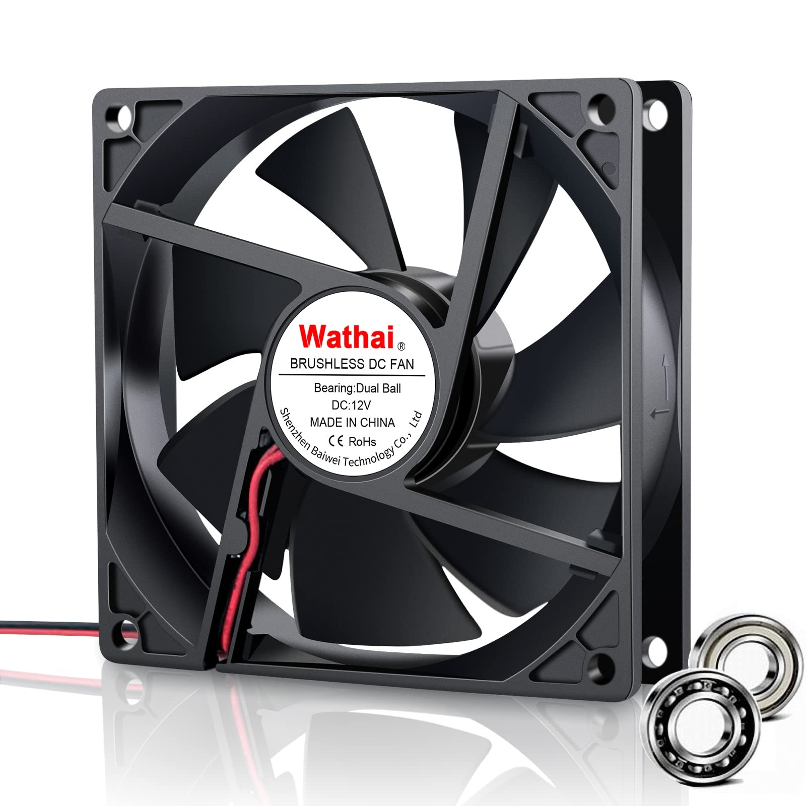 9225 92mm x 25mm 12V 2Pin Dual Ball Bearing DC Brushless Cooling case Fan