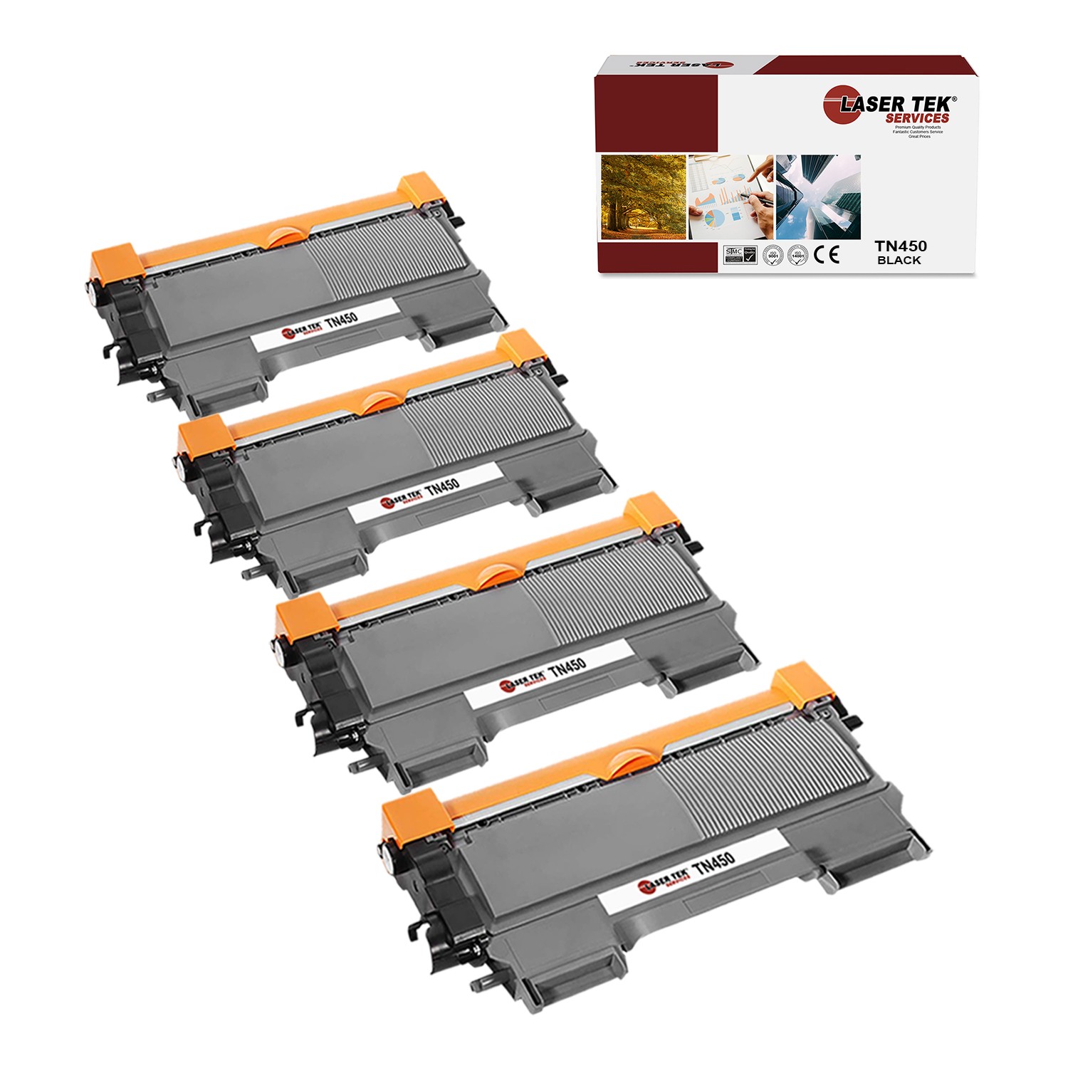 4Pk LTS TN-450 Black Compatible for Brother HL2130 2132, MFC7460 Toner Cartridge