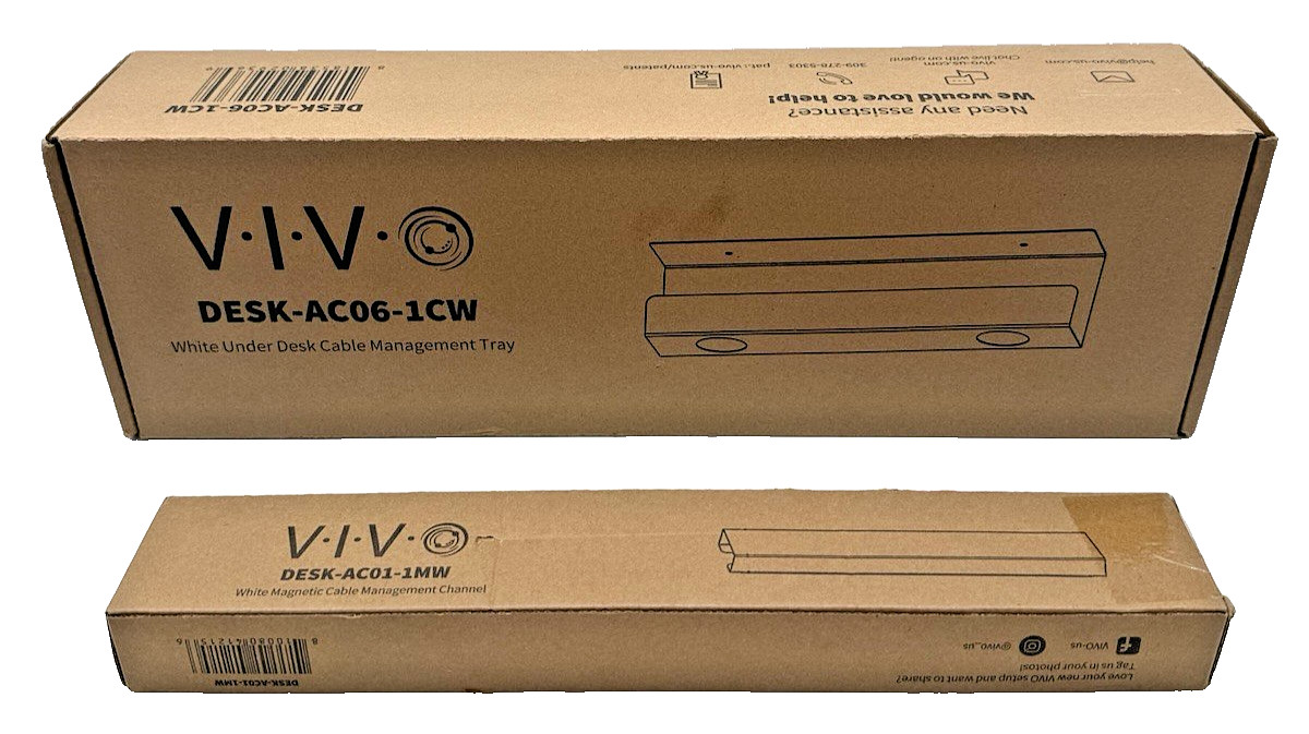 VIVO White Under Desk 16.5" Cable Management Tray + White Magnetic Cable Channel