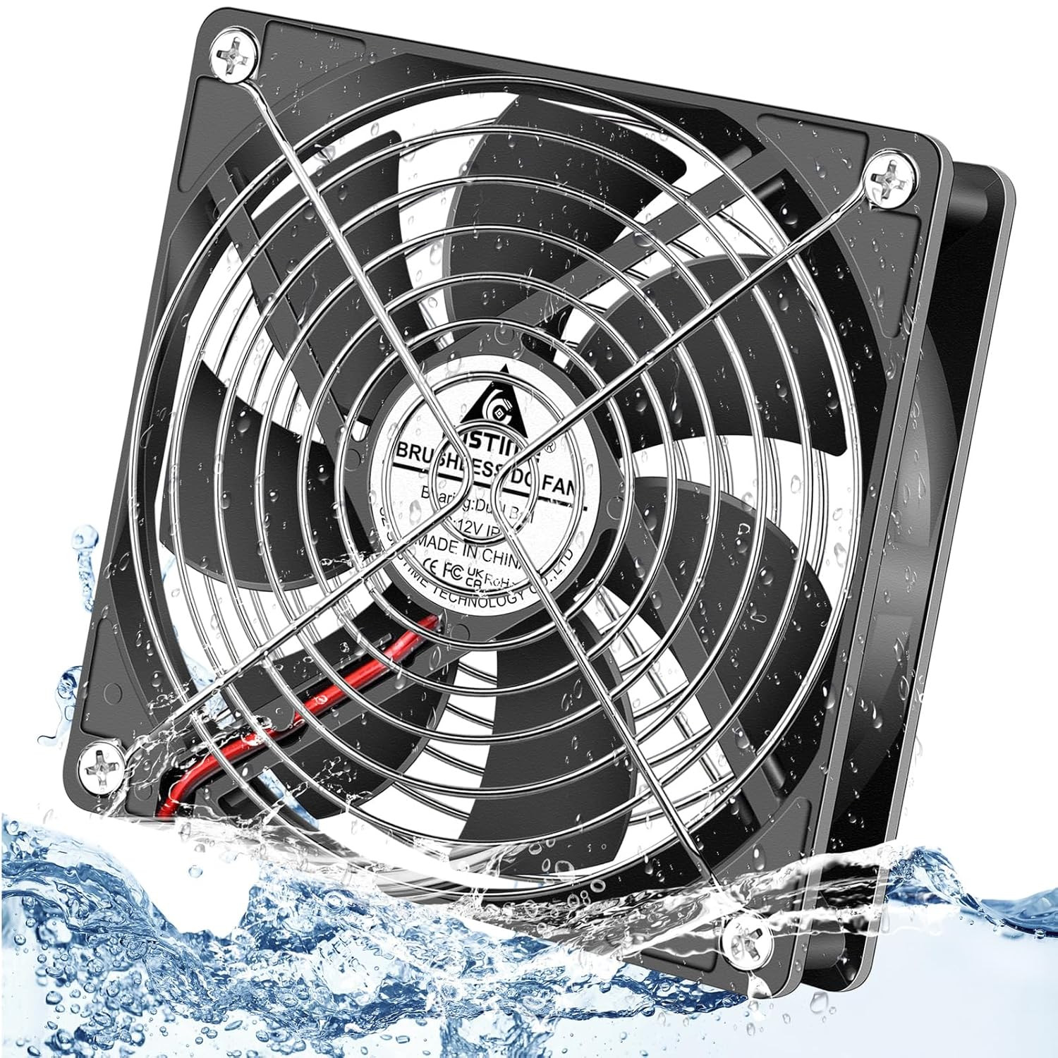 120Mm X 25Mm 12V DC IP67 Waterproof Fan High Speed Dual Ball Bearing Br
