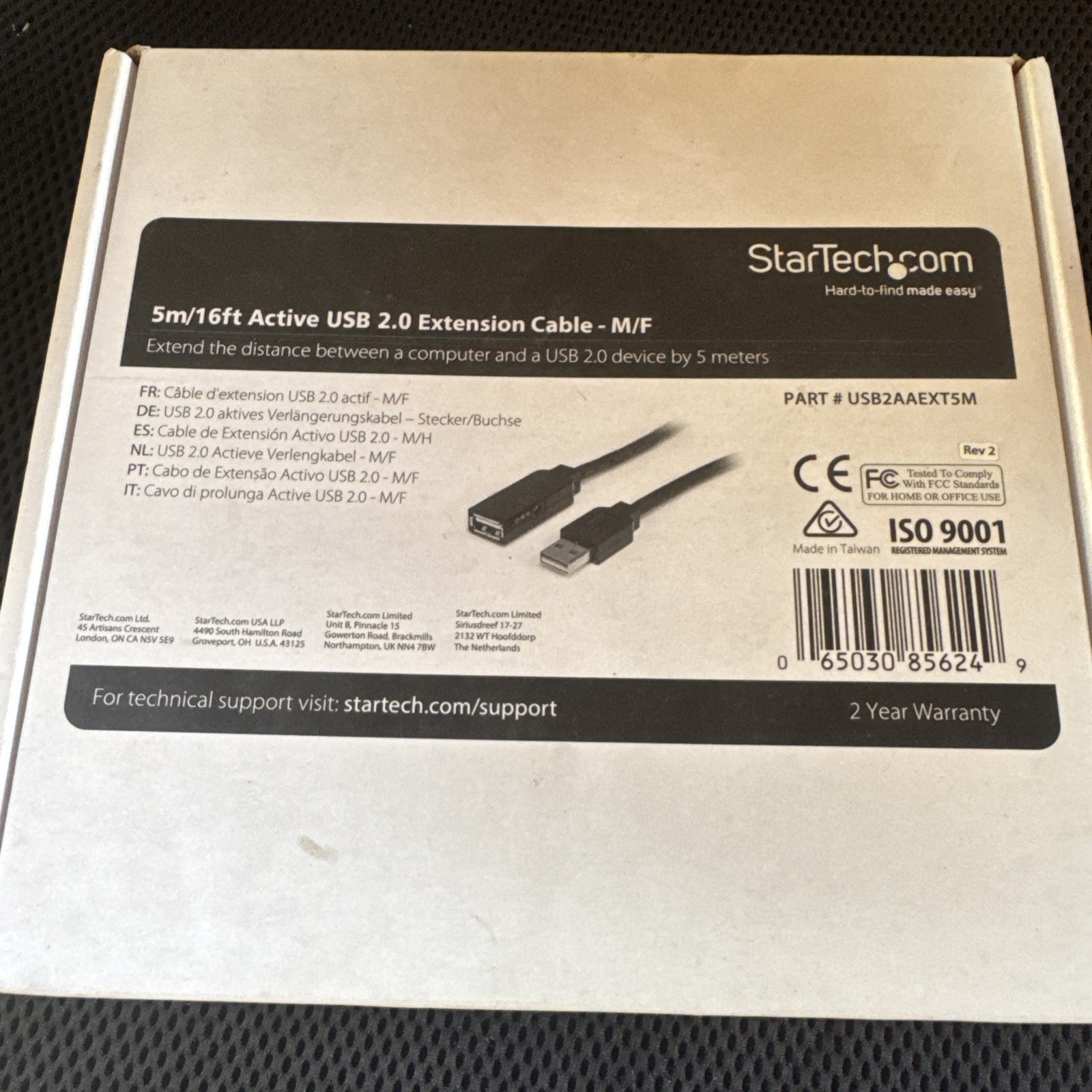 Startech.com USB2AAEXT5 5m 16ft Active USB 2.0 Extension Cable with Power Supply