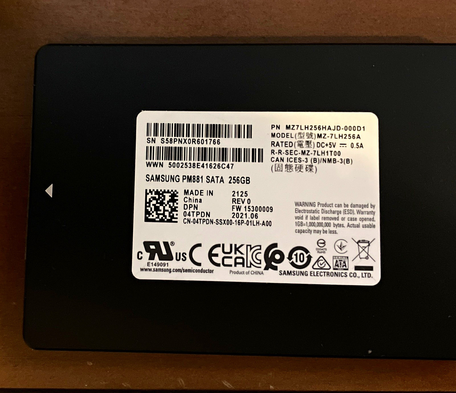 Samsung PM881 256GB 2.5in SATA Internal SSD MZ7LH256HAJD-000D1 New No Box