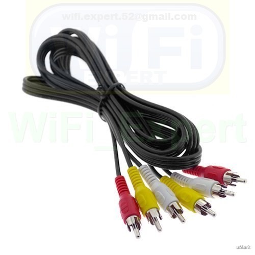 3-RCA (L + R + V) Composite AV Audio Video Cable Gold Plated Male M/M 3 feet USA