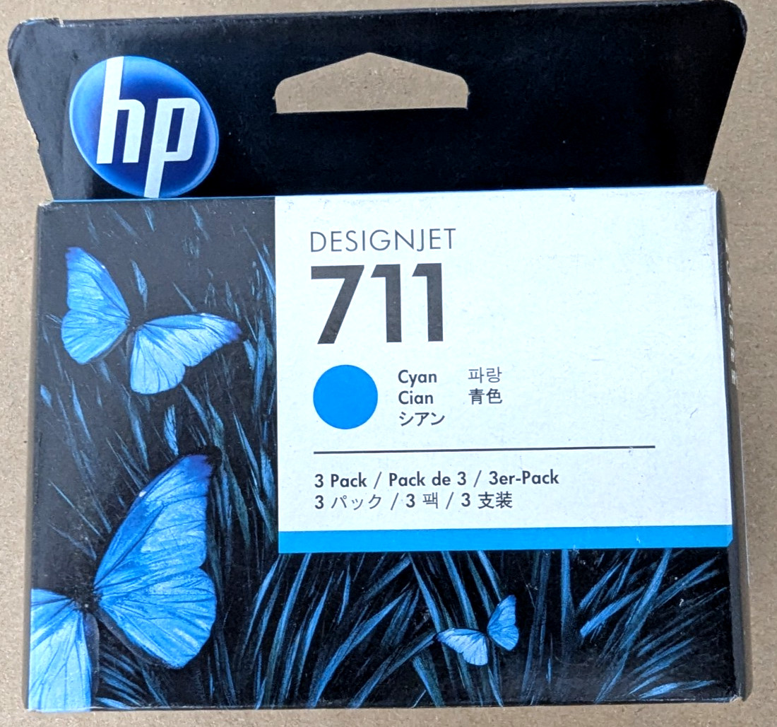 ✨ 3-pack Genuine HP 711 Cyan CZ134A DesignJet 29ml Ink Cartridges. 2020 ✨