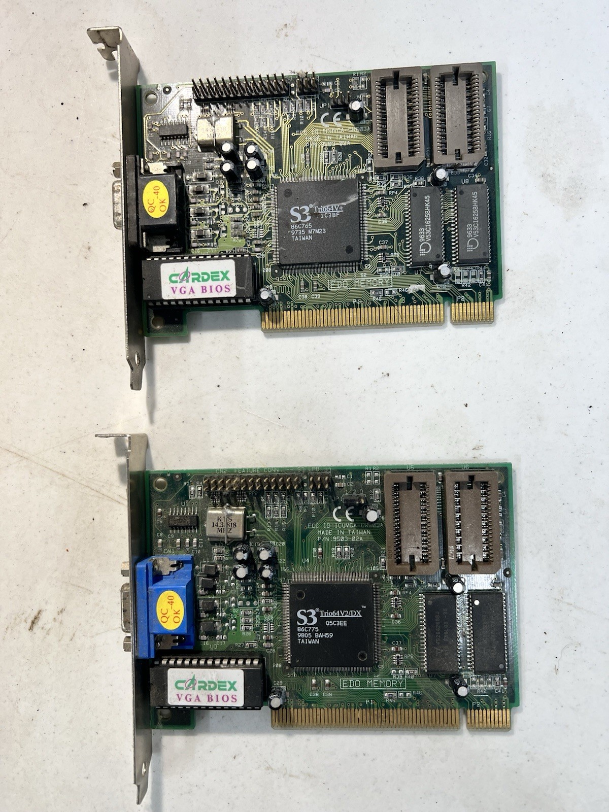 Lot of 2 Vintage Cardex S3 Trio64V2/DX 86C775 PCI VGA Video Cards EDO Untested