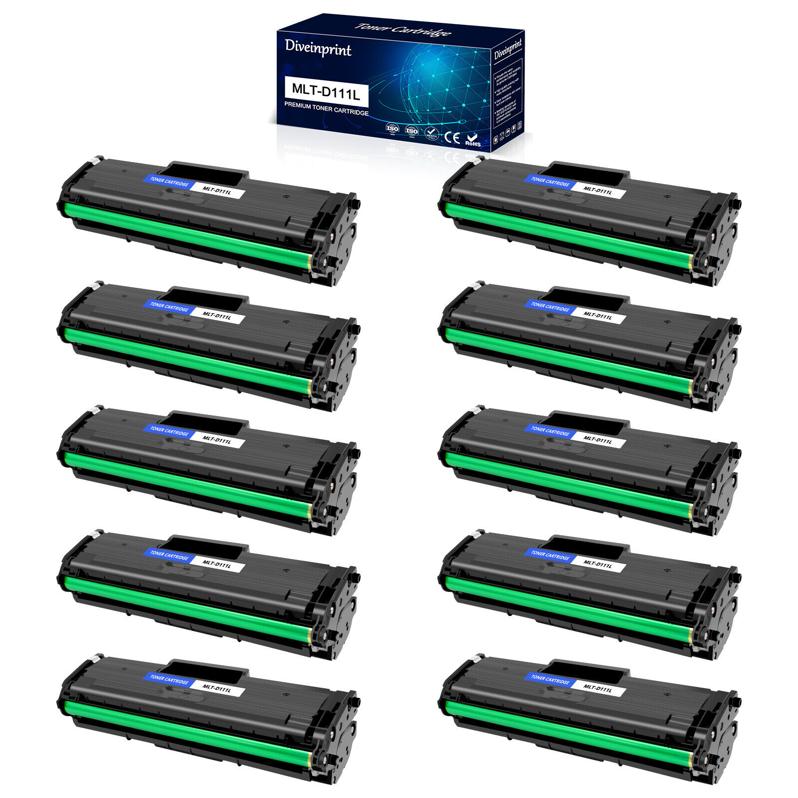 10PK MLT-D111L Toner Cartridge For Samsung 111L Xpress SL-M2020 SL-M2020W M2022
