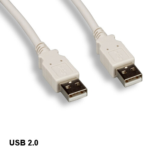 Beige 3 feet USB 2.0 A to A Cable 28AWG 480Mbps Data Sync Charge Male to Male