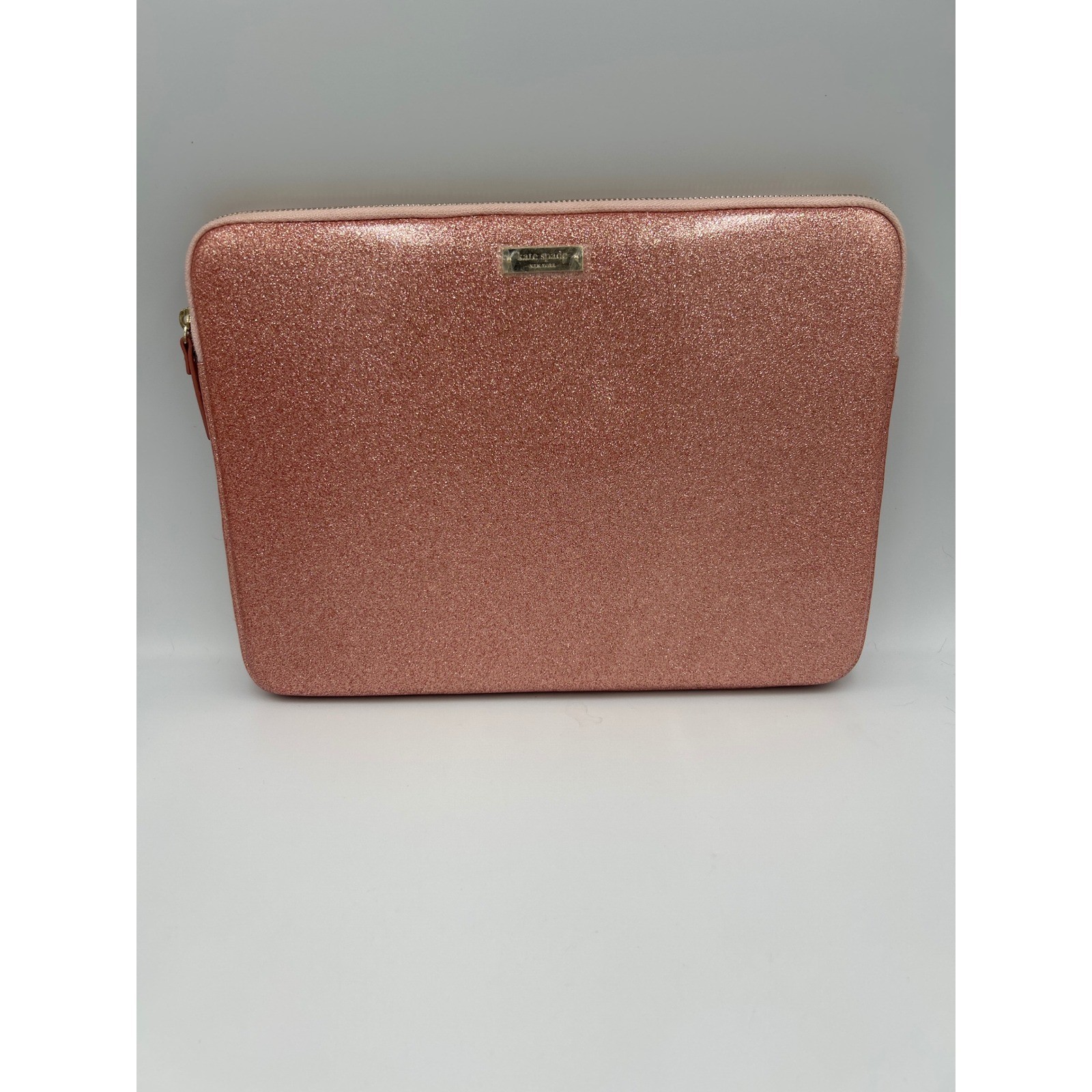 Kate Spade Rose Gold Glitter Padded Tablet Sleeve iPad Case Zip Cover