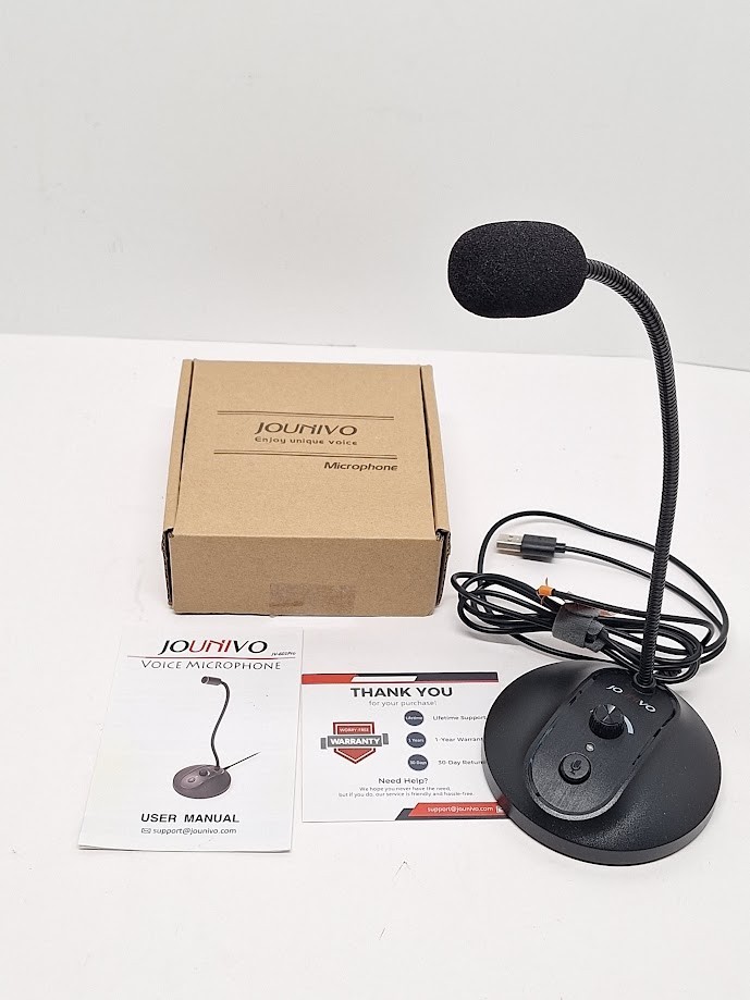JOUNIVO USB Microphone, 360 Degree Adjustable Gooseneck Design, Mute JV-601 Pro