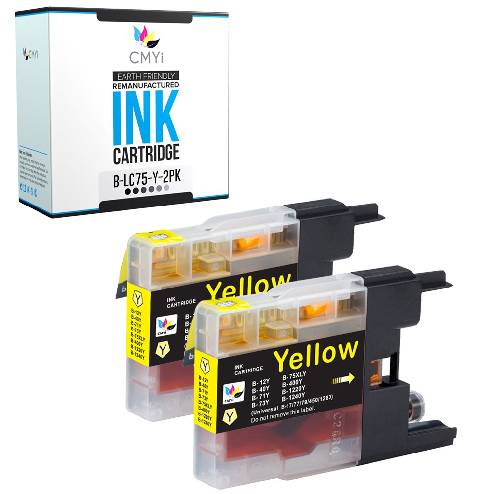 CMYi 2PK Compatible LC75Y Ink Cartridges fits Brother MFC-J6710DW J6910DW J825DW