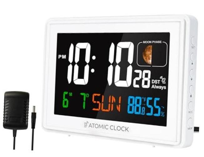 Digital Atomic Alarm Clocks for Bedrooms Battery Backup White