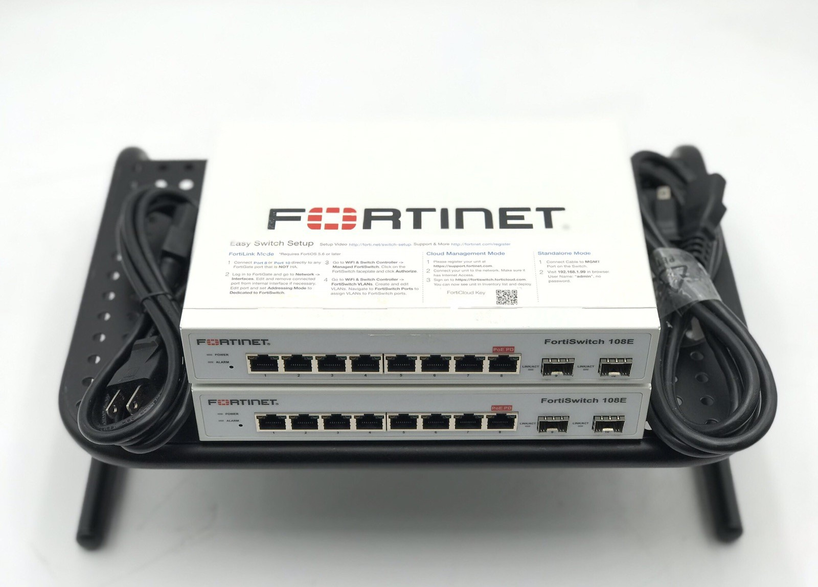 Lot of 2 Fortinet FortiSwitch FS-108E 8-Port Ethernet Switch