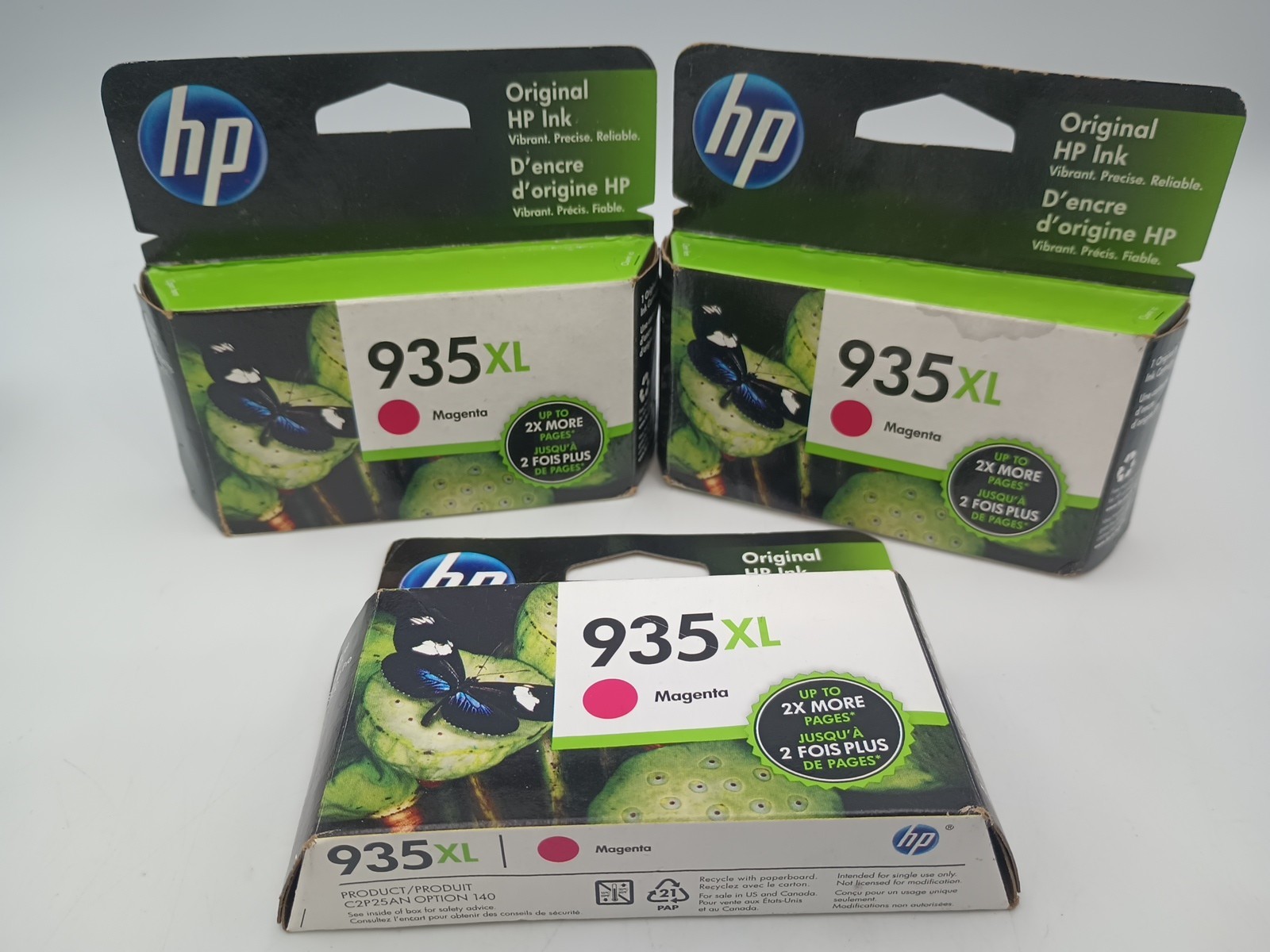 Lot Of 3 Hp 935 XL Magenta Color OfficeJet High Yield Original Ink Cartridge 