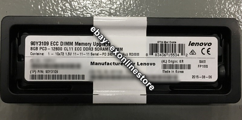 90Y3109 - Lenovp Original 8GB (2Rx4, 1.5V) PC3-12800 CL11 ECC DDR3 1600MHz NEW