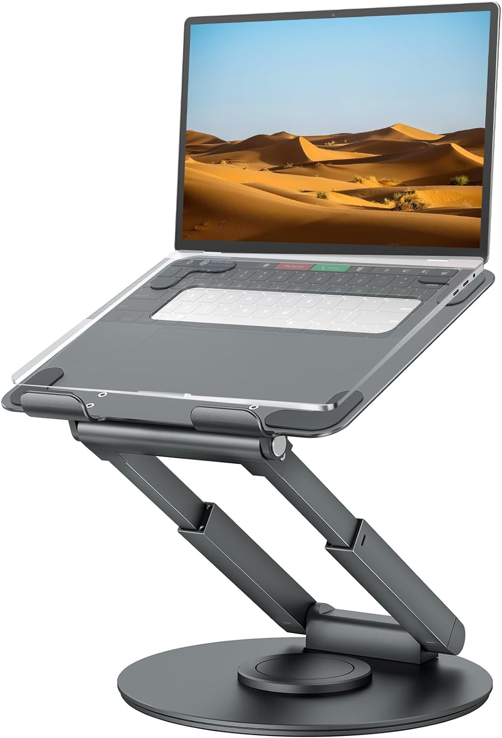 Telescopic Laptop Stand, w/ 360° Swivel Base, Height Adjustable, Portable, Riser