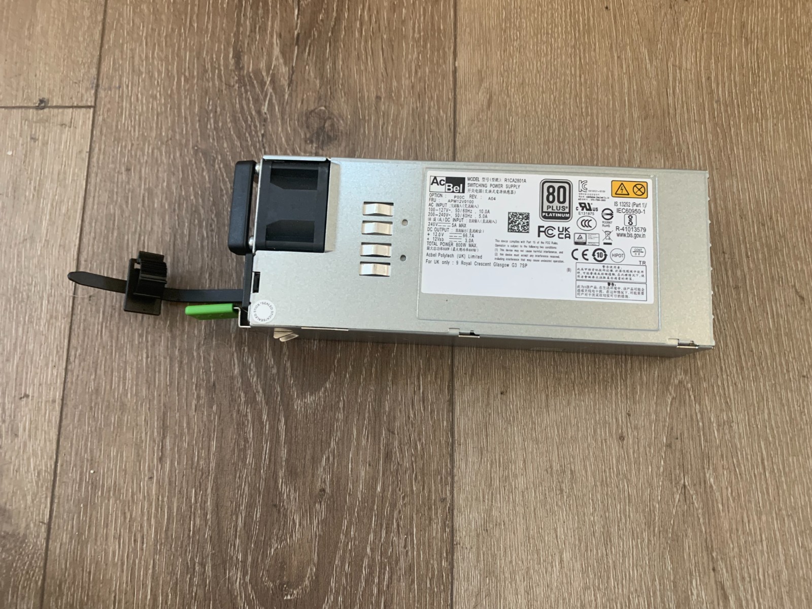 Ac Bel R1CA2801A 80 PLUS 800W Switching Power Supply APM12V0100