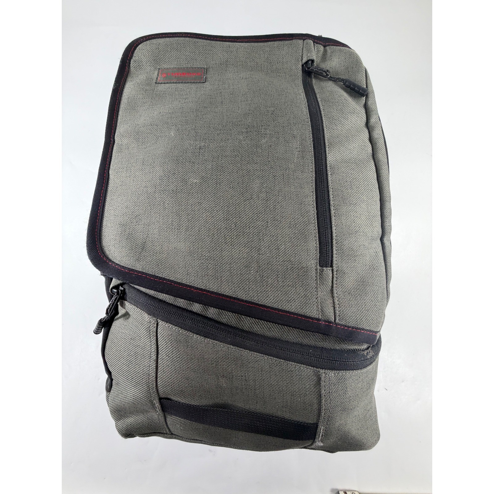 Timbuk2 Gray Canvas Laptop Backpack Red Stitching Commuter Bag OS