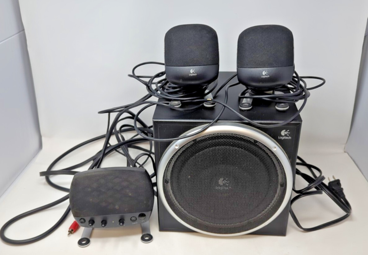 Logitech Z-640 S-0073A Subwoofer With 3 Mini Logitech Speakers In Black Color, 