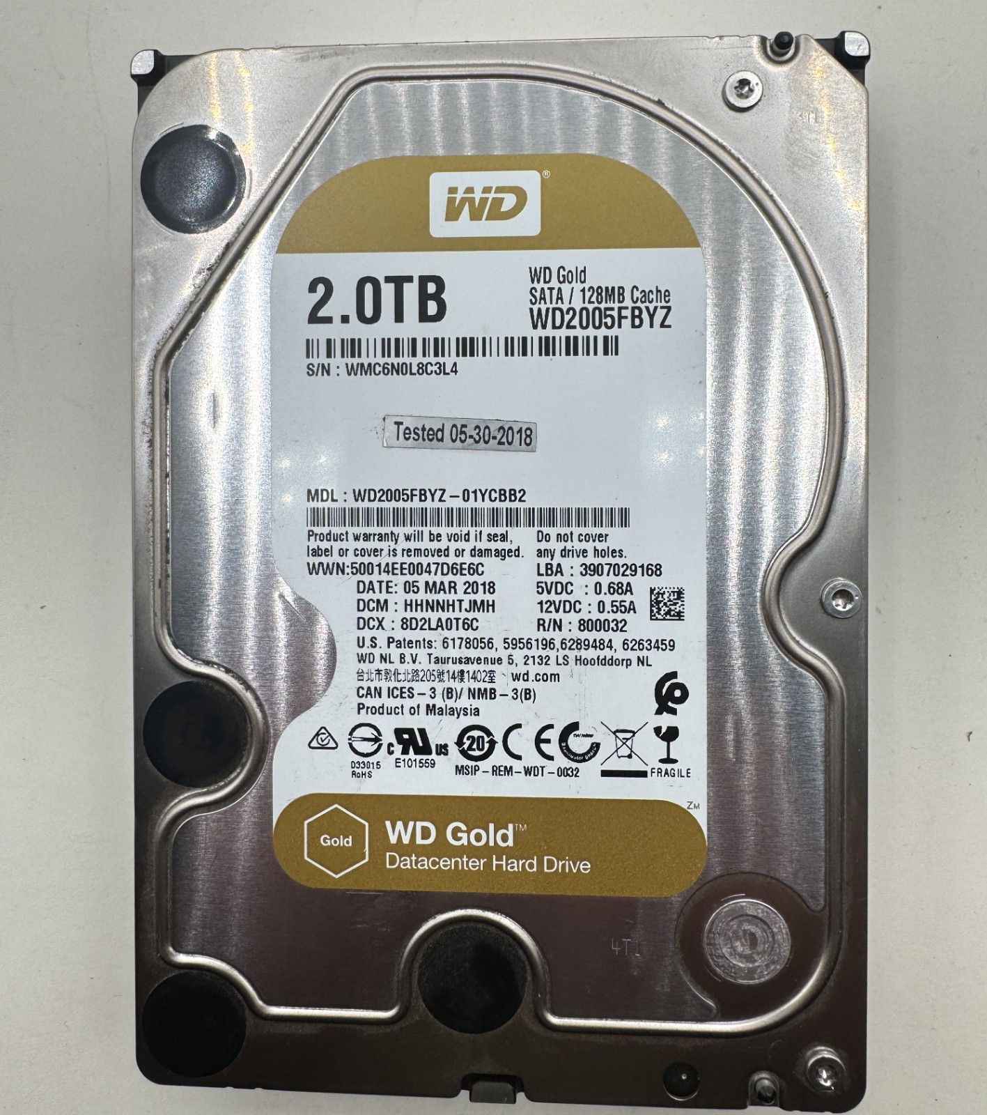 Western Digital Gold 2TB WD2005FBYZ  01YCBB2 SATA 128MB - Fully Tested