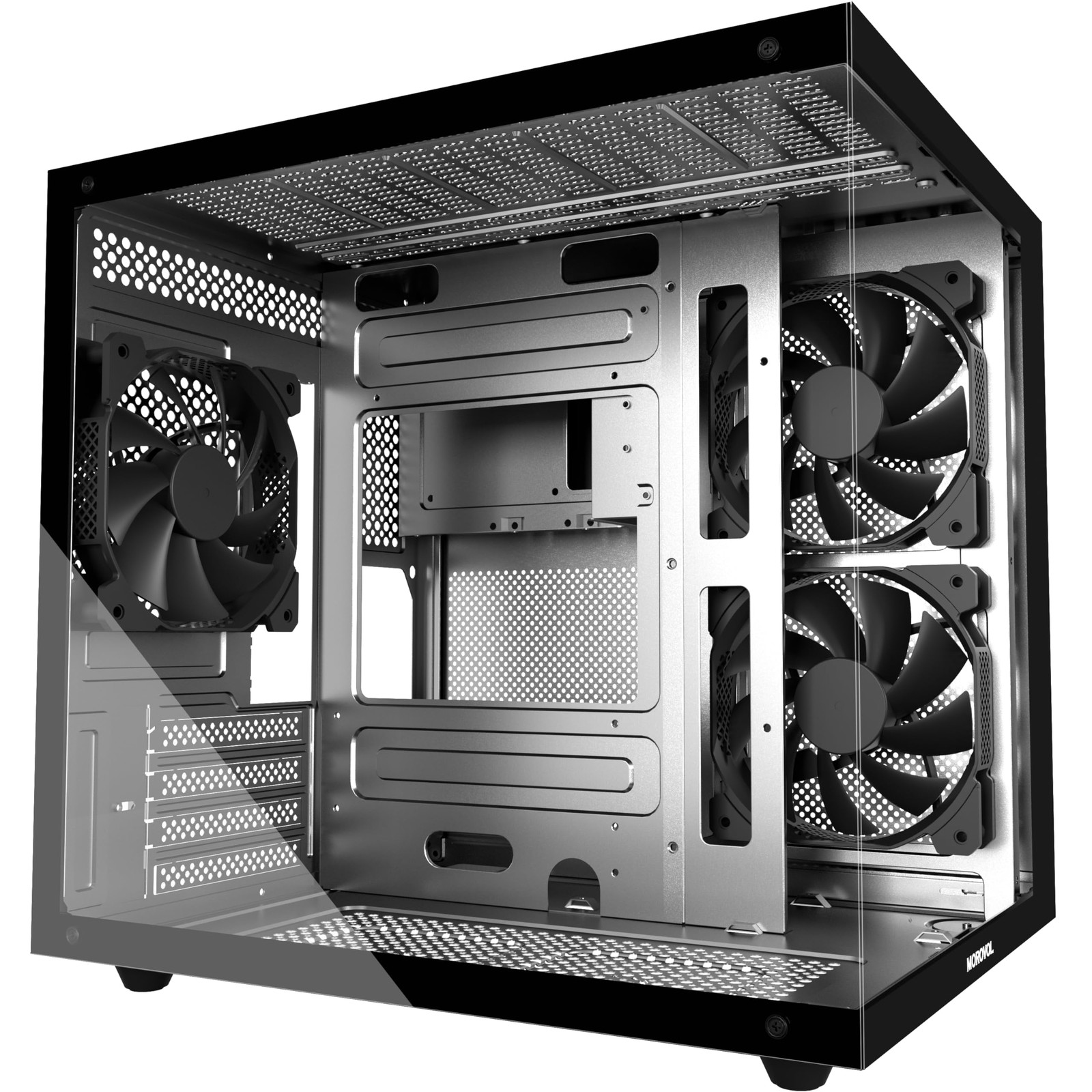 MOROVOL MATX PC Case,270° Panoramic Tempered Glass Panel Gaming PC Case,3 Fan...