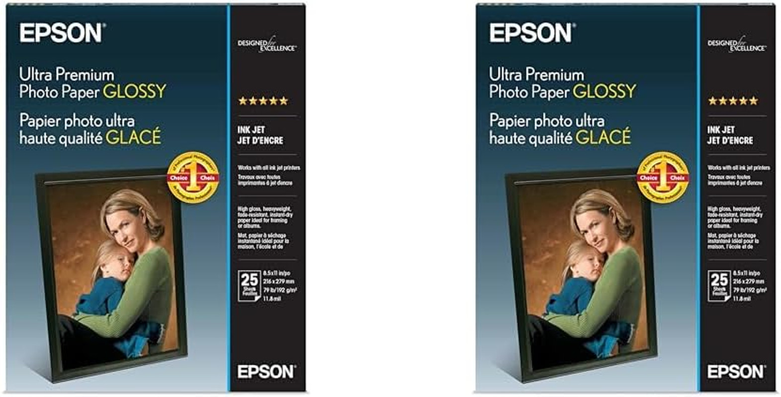 Epson Ultra Premium Photo Paper Glossy, Letter, 8.5 X 11, 25 Sheets , White