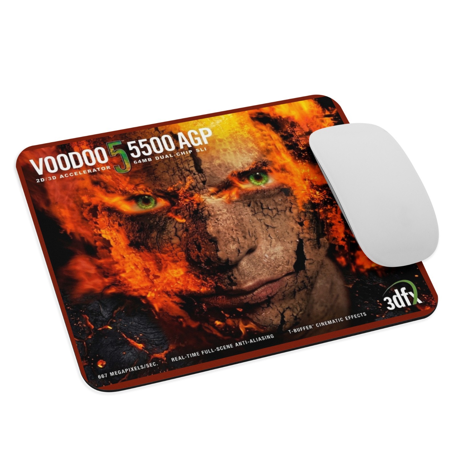 3dfx Voodoo5 5500 AGP Box Art Mouse Pad (9.5" x 7.75") - Retro 90s PC Gaming GPU