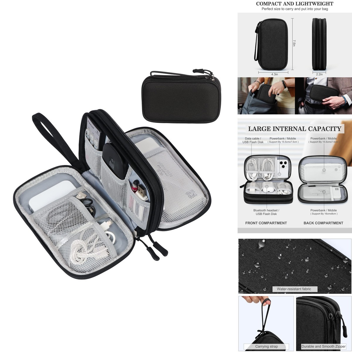 FYY Electronic Organizer Cable Organizer Black
