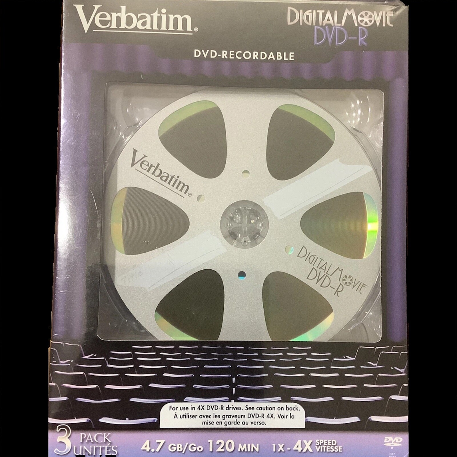 A Verbatim Corp Digital Movie DVD-R Metal Recording 3 Pack Still Sealed New