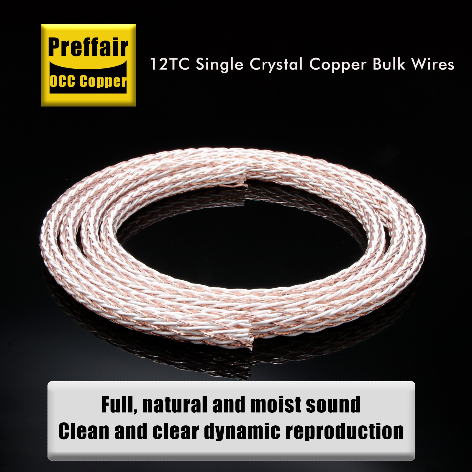 15AWG OCC Copper HiFi Audio Speaker Cable 12TC High Purity Amplifier Power Cord