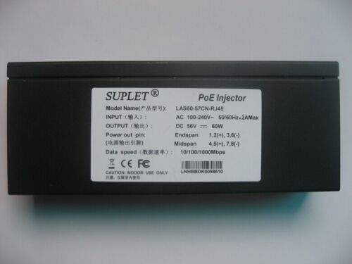 SUPLET LAS60-57CN-RJ45 56V 60W 1.07A Haikang With Power cord POE power module