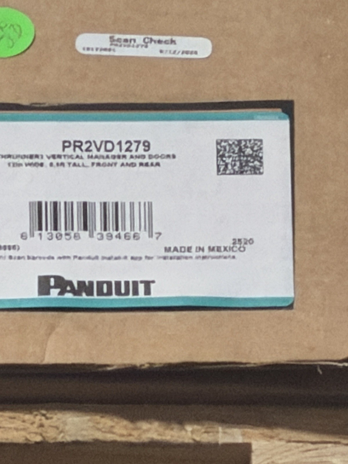 Panduit PR2VD1279 Vertical Manager w/ Doors, Black, 12in x 84in