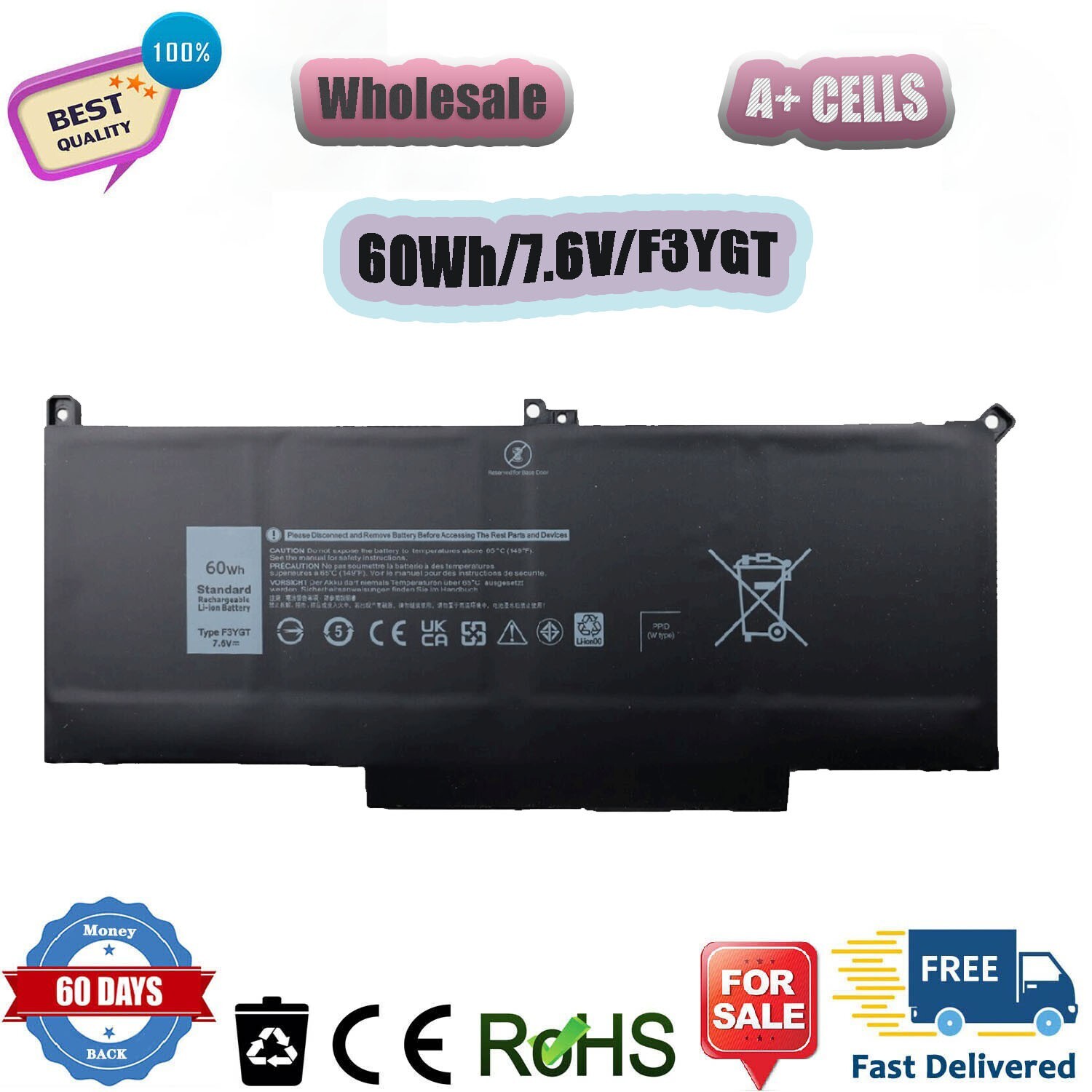 10PCS🧡 F3YGT Battery FOR DELL Latitude 12 7280 7290 13 7380 7390 14 7480 7490